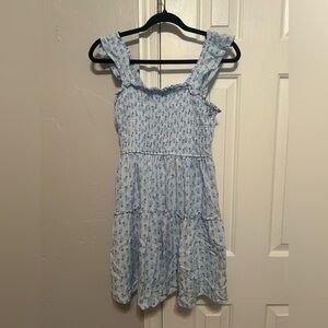 Pink Rose Sky Blue Floral Dress